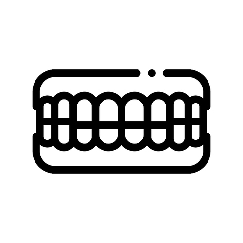 Set Of False Teeth Stomatology Vector Sign Icon Thin Line. Stomatology Dentist Instrument Equipment And Device Linear Pictogram. Medical Treatment Therapy Dentistry Monochrome Contour Illustration
