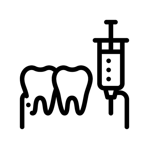 Stomatology Anesthesia Injection Vector Sign Icon Thin Line. Anesthesia Dentist Instrument Equipment And Device Linear Pictogram. Medical Treatment Therapy Dentistry Monochrome Contour Illustration