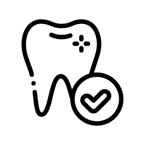 Dentist Stomatology Healthy Tooth Vector Icon Sign Thin Line. Health Tooth And Tool Device Linear Pictogram. Chairside Assistance Dental Healthcare Service Monochrome Contour Illustration