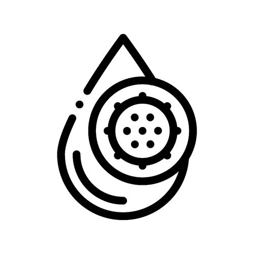 Liquid Drop With Germ Water Treatment Vector Icon Sign Thin Line. Unhealthy Microbe, Water Treatment Linear Pictogram. Environmental Ecosystem Plumbing Industry Monochrome Contour Illustration