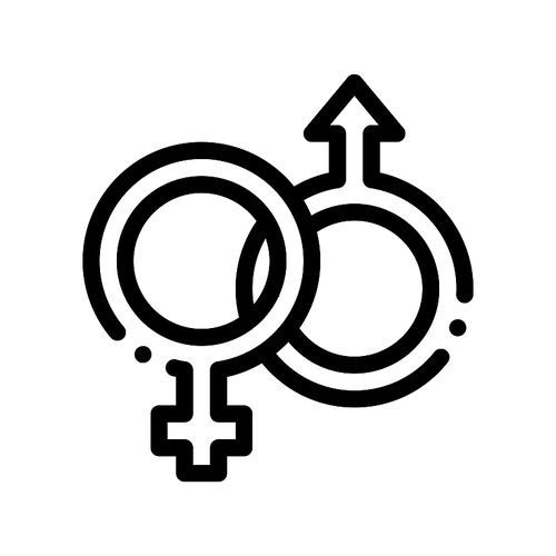 Male And Female Gender Sign Wedding Vector Icon Thin Line. Gender Mark Wedding Element Linear Pictogram. Party Preparation And Marriage Template Monochrome Contour Concept Illustration