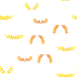 Laurel Branches Wreath Vector Color Seamless Pattern Flat Illustration