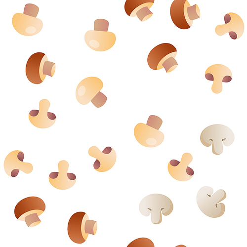 Champignon, Edible Mushroom Vector Seamless Pattern Flat Illustration