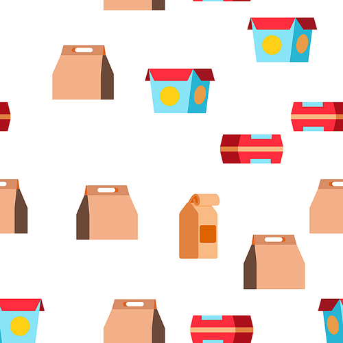 Take Away Food Vector Seamless Pattern Color Flat Illustration