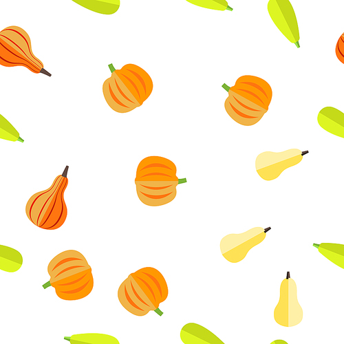 Gourd Autumn Season Harvest Vector Seamless Pattern Flat Illustration