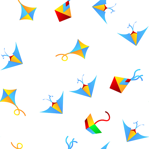 Colorful And Fun Kites Vector Seamless Pattern Flat Illustration