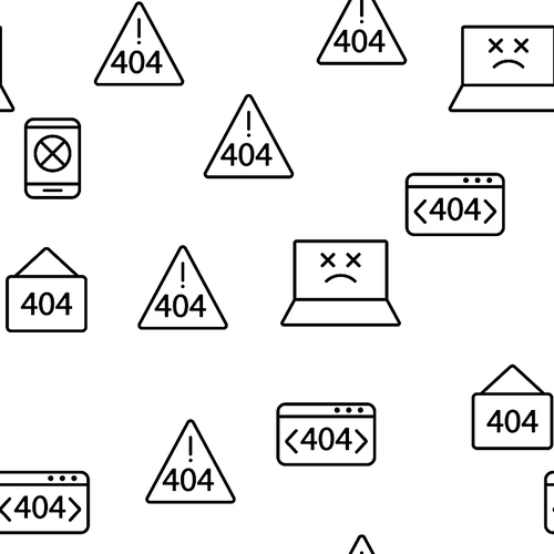 404 HTTP Error Message Vector Seamless Pattern Contour Illustration