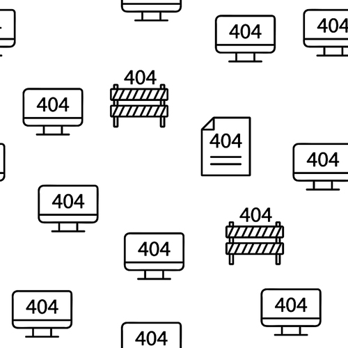 404 HTTP Error Message Vector Seamless Pattern Contour Illustration