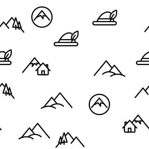 Mountain Alps Seamless Pattern Vector Contour Illustration