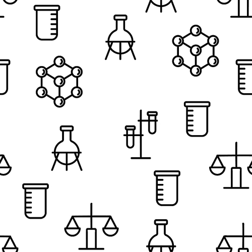 Chemistry Elements Seamless Pattern Vector Contour Illustration