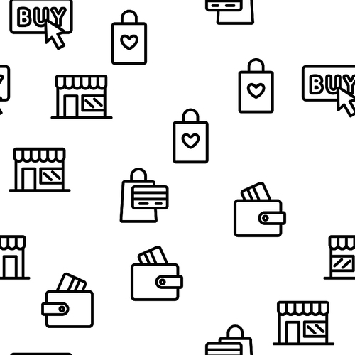 Buyer Elements Seamless Pattern Vector Contour Illustrations