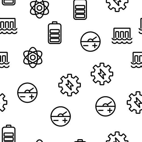 Electricity Industry Seamless Pattern Vector. Contour Illustration