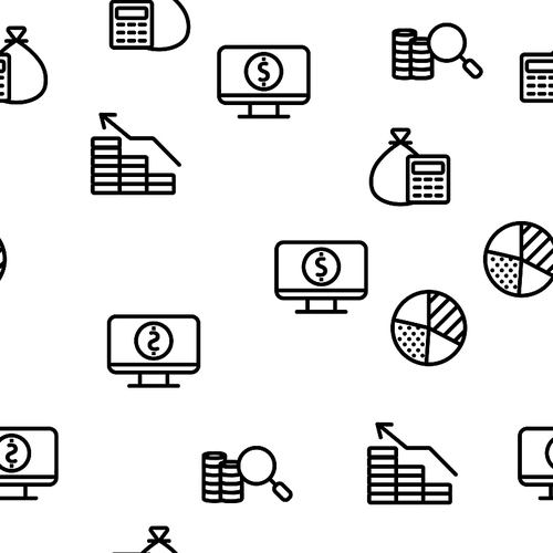 Accounting Elements Vector Seamless Pattern Contour Illustrations