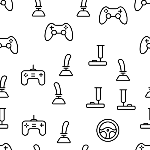 Gaming Joystick Vector Seamless Pattern Contour Illustration