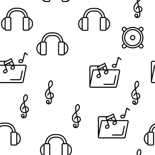 Music, Audio Vector Seamless Pattern Contour Illustration
