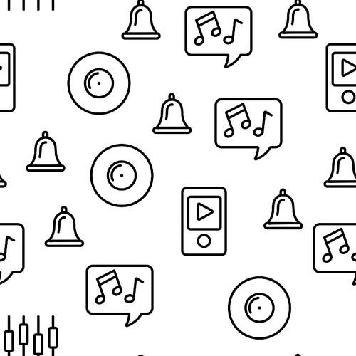 Music, Audio Vector Seamless Pattern Contour Illustration