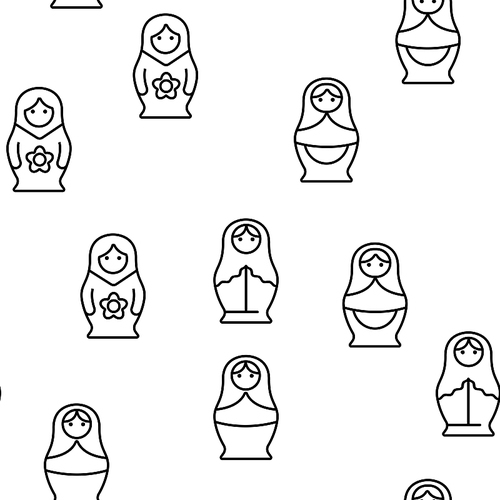 Matryoshka Toy Retro Vector Seamless Pattern Illustration