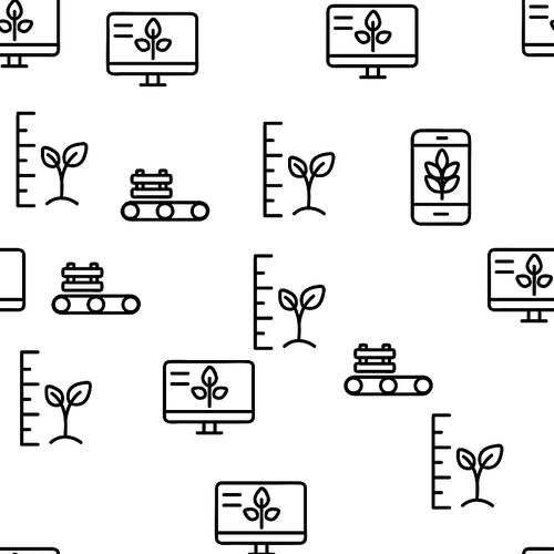 Smart Farm Vector Seamless Pattern Thin Line Illustration