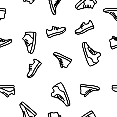 Sneakers Vector Seamless Pattern Thin Line Illustration