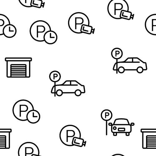 Parking Vector Seamless Pattern Thin Line Illustration