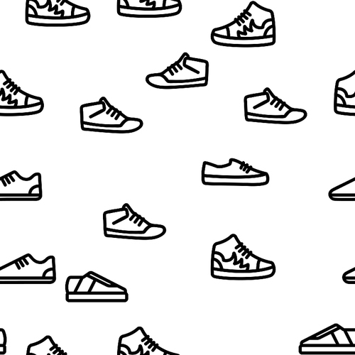 Sneakers Vector Seamless Pattern Thin Line Illustration