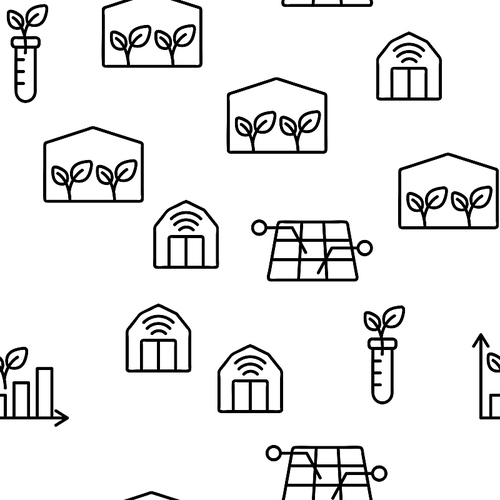 Smart Farm Vector Seamless Pattern Thin Line Illustration