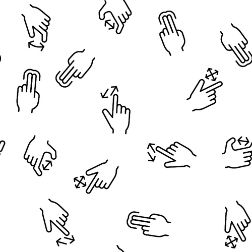 Swipe Gesture Touches Vector Seamless Pattern Thin Line Illustration