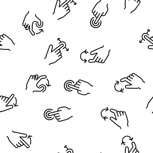 Swipe Gesture Touches Vector Seamless Pattern Thin Line Illustration