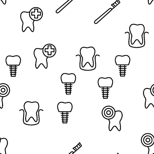 Stomatology And Dentistry Vector Seamless Pattern Thin Line Illustration