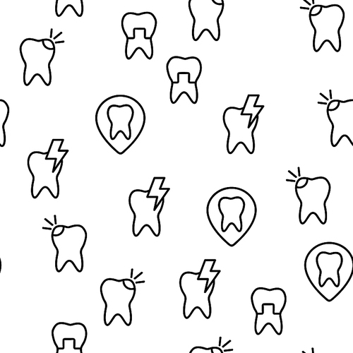 Stomatology And Dentistry Vector Seamless Pattern Thin Line Illustration