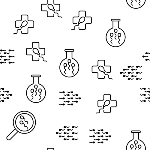 Sperm Cells Vector Seamless Pattern Thin Line Illustration