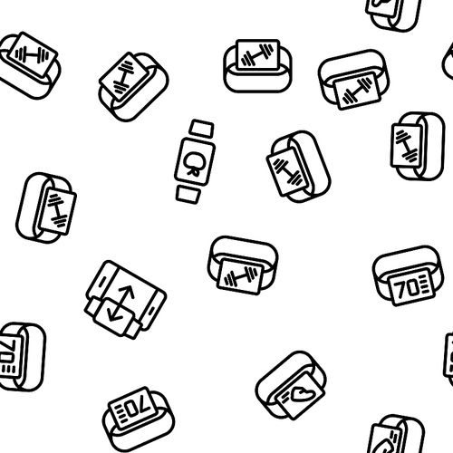 Watch Tracker Vector Seamless Pattern Thin Line Illustration