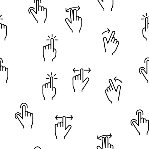 Swipe Gesture Touches Vector Seamless Pattern Thin Line Illustration