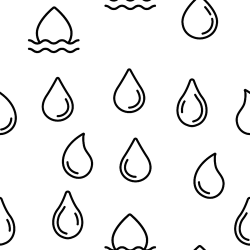 Water Drop Vector Seamless Pattern Thin Line Illustration