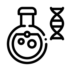 Chemistry Lab Glassware Biomaterial Vector Icon Thin Line. Biology And Science Flasks, Bioengineering, Dna And Medicine Biomaterial Concept Linear Pictogram. Monochrome Contour Illustration