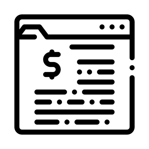 Financial Web Site With Dollar Sign Vector Icon Thin Line. Dollar Money On Smartphone Display And Magnifier, Financial Accounting Concept Linear Pictogram. Monochrome Contour Illustration