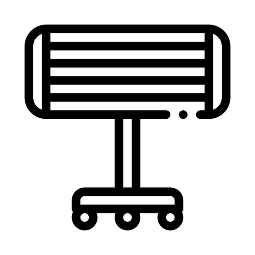 Portable Heating Device On Rollers Vector Icon Thin Line. Cool And Humidity, Airing, Ionisation And Heating Concept Linear Pictogram. Conditioning Related Monochrome Contour Illustration