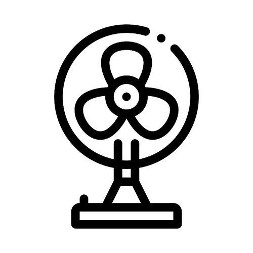 Portable Air Fan Cooling Equipment Vector Icon Thin Line. Cool And Humidity, Airing, Ionisation And Cooling Concept Linear Pictogram. Conditioning Related Monochrome Contour Illustration