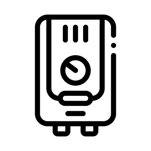 Gaz Boiler Heating System Equipment Vector Icon Thin Line. Cool And Humidity, Airing, Ionisation And Heating Concept Linear Pictogram. Conditioning Related Monochrome Contour Illustration