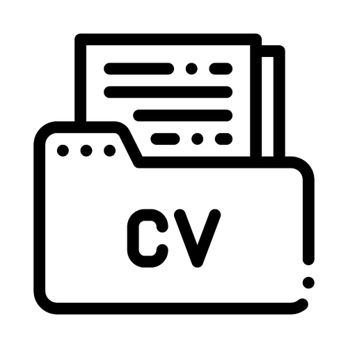 Folder With Curriculum Vitae CV Job Hunting Vector Icon Thin Line. Hunting Business People And Recruitment Candidate, Team Work And Partnership Linear Pictogram. Monochrome Contour Illustration