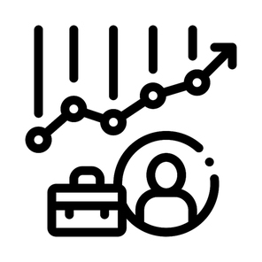 Graph Chart Avatar And Case Job Hunting Vector Icon Thin Line. Hunting Business People And Recruitment Candidate, Team Work And Partnership Concept Linear Pictogram. Monochrome Contour Illustration