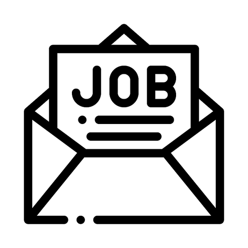 Job Message List Mail In Envelope Vector Icon Thin Line. Hunting Business People And Recruitment Candidate, Team Work And Job Partnership Concept Linear Pictogram. Monochrome Contour Illustration