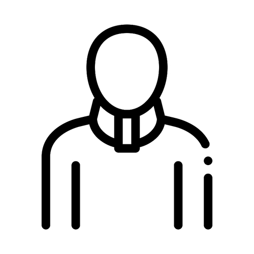 Orthopedic Cervical Collar For Neck Support Vector Icon Thin Line. Orthopedic And Trauma Rehabilitation, Belt And Walkers Concept Linear Pictogram. Medical Rehab Goods Monochrome Contour Illustration