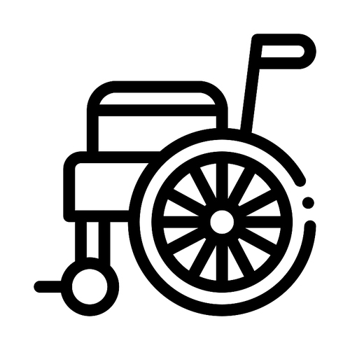 self-propelled . equipment vector icon thin line. orthopedic and trauma rehabilitation, belt and wheelchair concept linear pictogram. medical rehab goods monochrome contour illustration