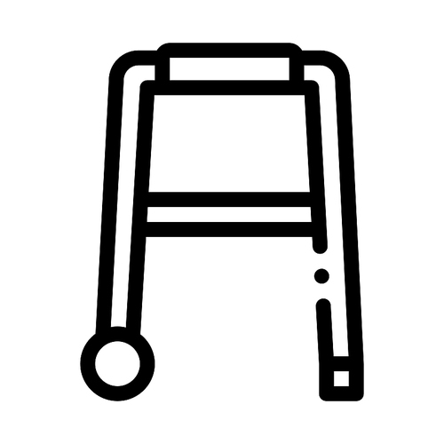 walker orthopedic equipment with rollers vector icon thin line. orthopedic and trauma rehabilitation, belt and . concept linear pictogram. medical rehab goods monochrome contour illustration