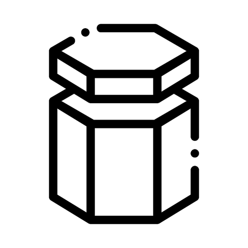 Carton Container In Hexagon Form Packaging Vector Icon Thin Line. Carton Open And Closed Packaging Concept Linear Pictogram. Parcel, Box Shipping Equipment Monochrome Contour Illustration