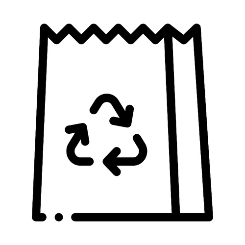 Paper Bag With Recycle Sign Packaging Vector Icon Thin Line. Open And Closed Packaging Concept Linear Pictogram. Parcel, Box Shipping Equipment Black And White Contour Illustration