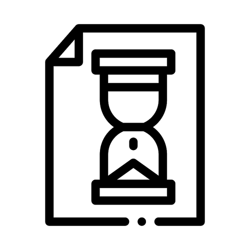 Hourglass Sandglass On File Agile Element Vector Icon Thin Line. Agile Rocket And Document, Gear And Package, Loud-speaker And Stop Watch Concept Linear Pictogram. Monochrome Contour Illustration