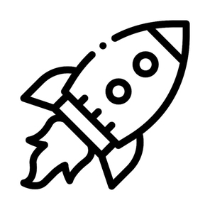 Flying Rocket Spaceship Agile Element Vector Icon Thin Line. Agile Gear And Document, Sandglass And Package, Loud-speaker And Stop Watch Concept Linear Pictogram. Monochrome Contour Illustration