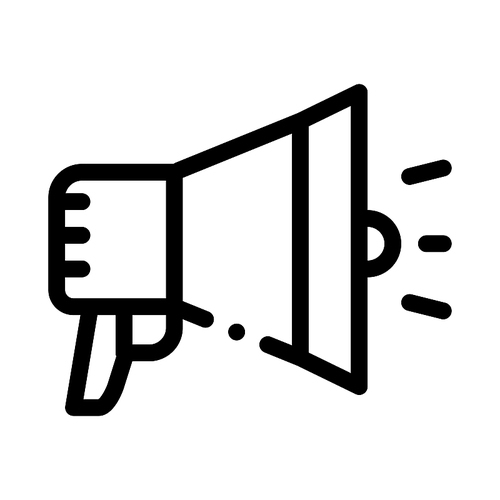 Loudspeaker Megaphone Agile Element Vector Icon Thin Line. Agile Gear And Document, Sandglass And Package, Loud-speaker And Stop Watch Concept Linear Pictogram. Monochrome Contour Illustration